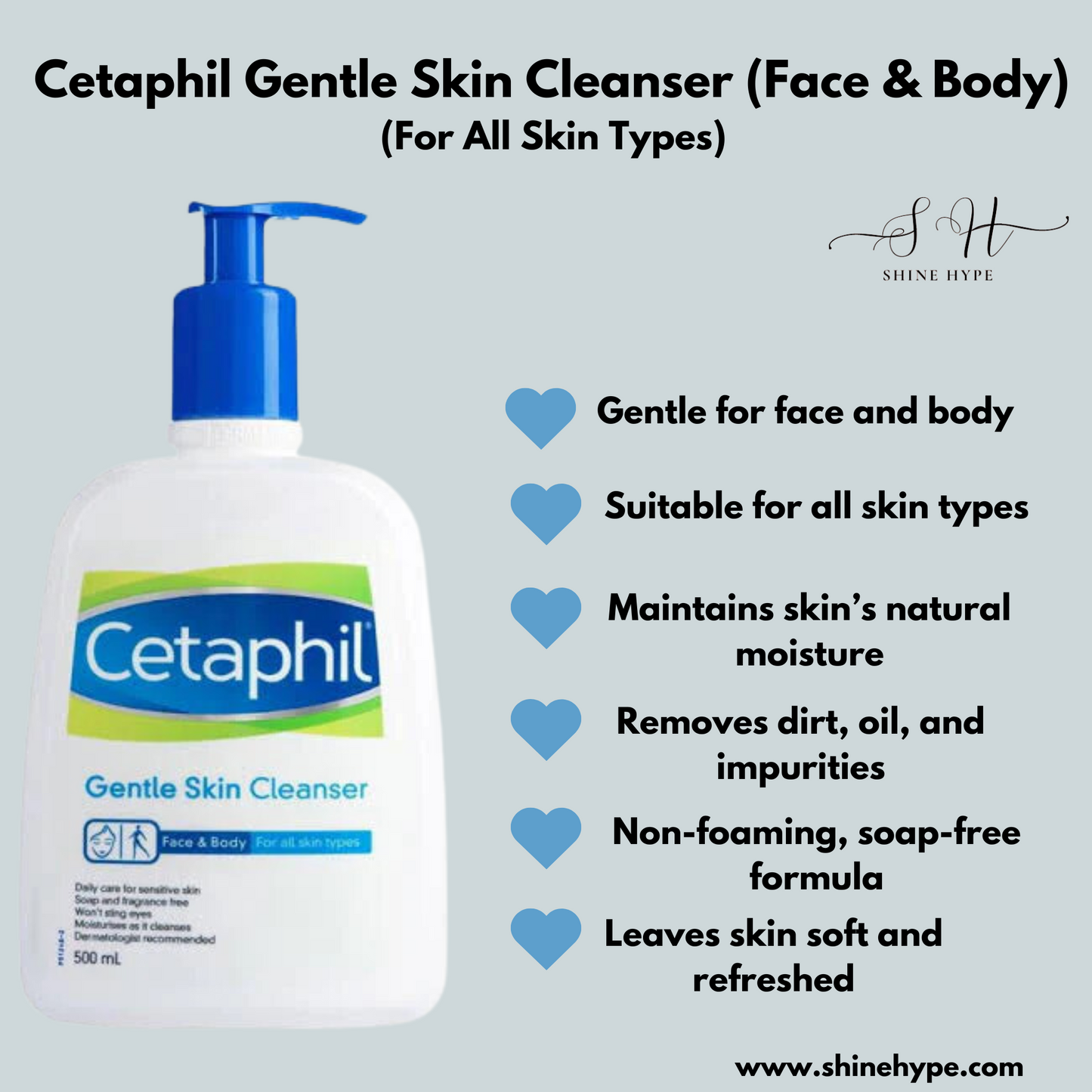 Cetaphil Gentle Skin Cleanser (Face & Body) (For All Skin Types) 500mL